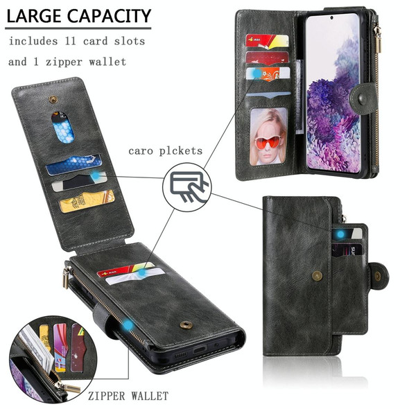 Galaxy S20 Plus Multifunctional Retro Detachable Magnetic Horizontal Flip Leather Case with Card Slots & Holder & Wallet & Photo Frame(Black)