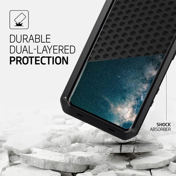 Galaxy S20+ Shockproof Waterproof Silicone + Zinc Alloy Protective Case(Black)