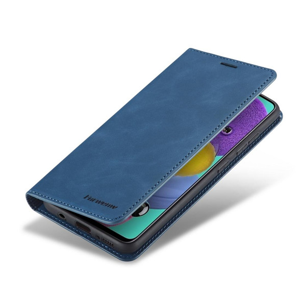 Galaxy A51 Forwenw Dream Series Oil Edge Strong Magnetism Horizontal Flip Leather Case with Holder & Card Slots & Wallet & Photo Frame(Blue)