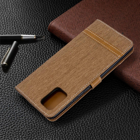 Galaxy A71 Color Matching Denim Texture Horizontal Flip PU Leather Case with Holder & Card Slots & Wallet & Lanyard(Brown)