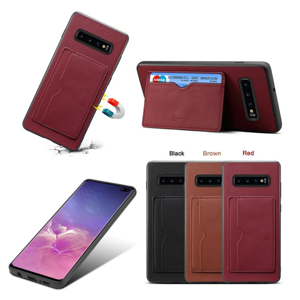 Galaxy S10 Plus Denior V3 Luxury Car Cowhide Leather Protective Case with Holder & Card Slot(Black)