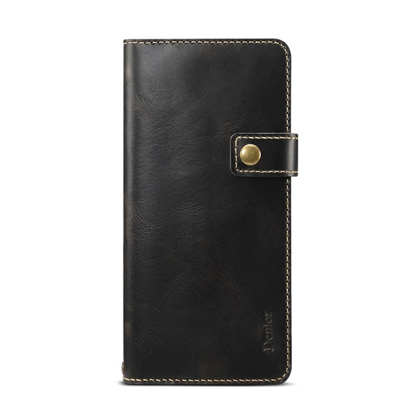 Galaxy S10 Plus Denior Oil Wax Cowhide DK Magnetic Button Horizontal Flip Leather Case with Holder & Card Slots & Wallet(Black)