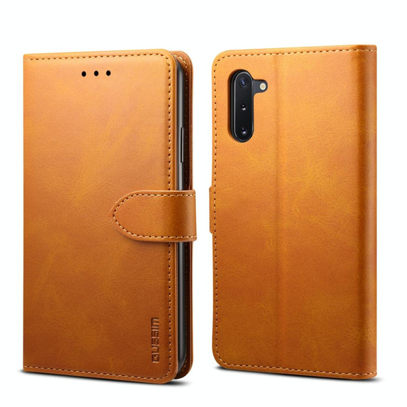 Galaxy Note 10+ GUSSIM Business Style Horizontal Flip Leather Case with Holder & Card Slots & Wallet(Khaki)