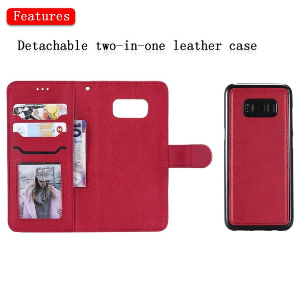 Galaxy S8 Solid Color Horizontal Flip Protective Case with Holder & Card Slots & Wallet & Photo Frame & Lanyard(Red)