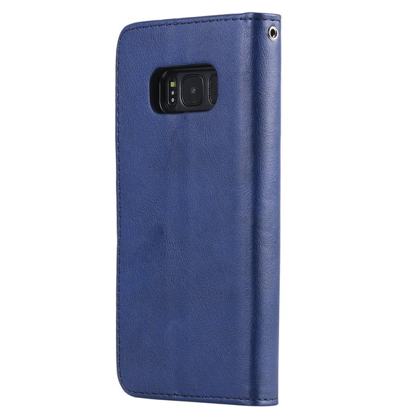 Galaxy S8 Solid Color Horizontal Flip Protective Case with Holder & Card Slots & Wallet & Photo Frame & Lanyard(Blue)