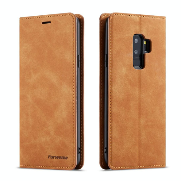 Galaxy S9+ Forwenw Dream Series Oil Edge Strong Magnetism Horizontal Flip Leather Case with Holder & Card Slots & Wallet & Photo Frame(Brown)