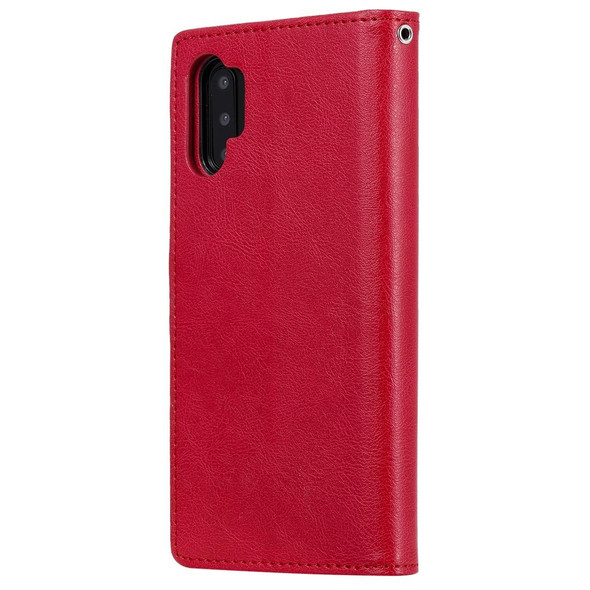 Galaxy Note 10+ Solid Color Horizontal Flip Protective Case with Holder & Card Slots & Wallet & Photo Frame & Lanyard(Red)