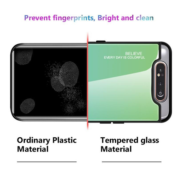 Galaxy A80 Gradient Color Glass Case(Blue)