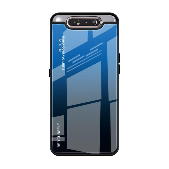 Galaxy A80 Gradient Color Glass Case(Blue)