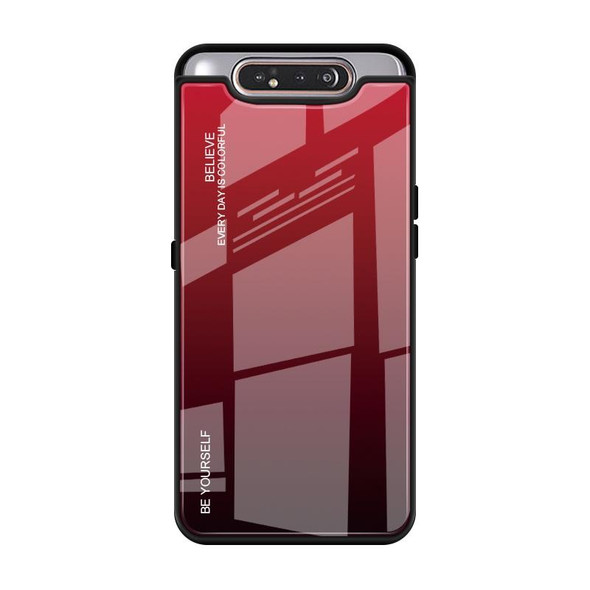 Galaxy A80 Gradient Color Glass Case(Red)