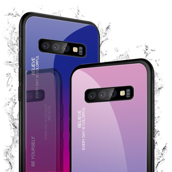 Galaxy S10 Gradient Color Glass Case(Purple)