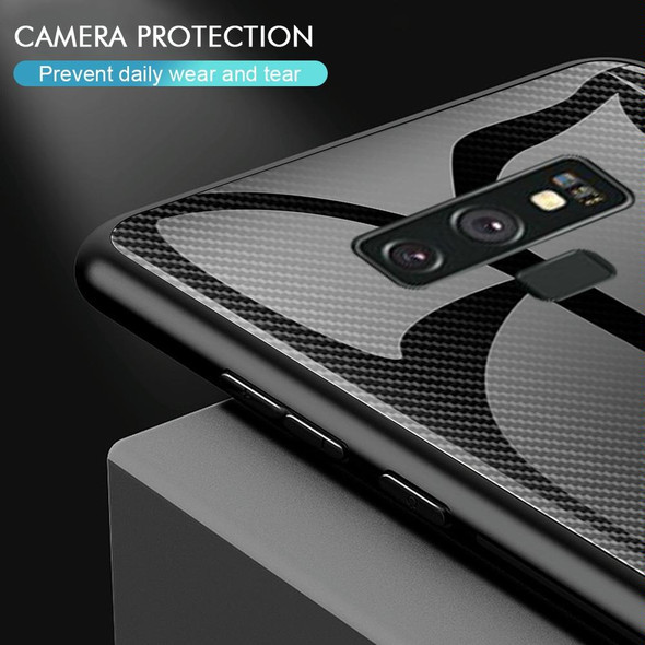 Galaxy Note 9 Texture Gradient Glass Protective Case(Dark Blue)