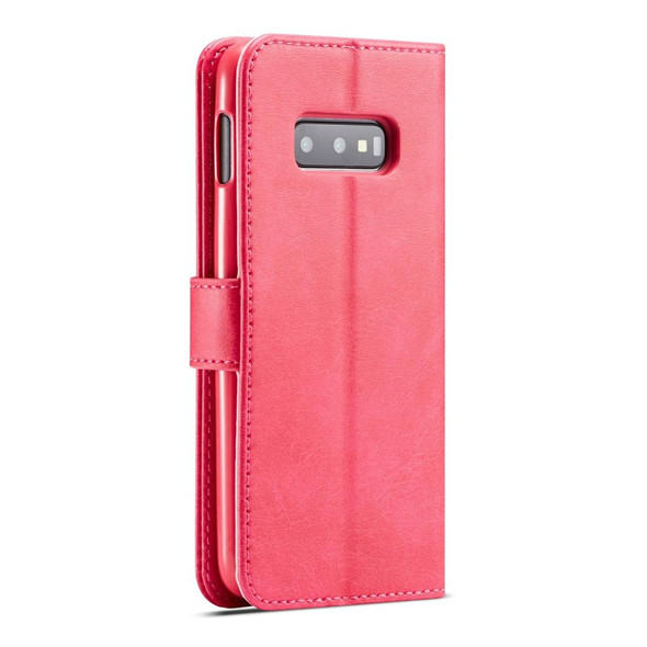 Galaxy S10e LC.IMEEKE Calf Texture Horizontal Flip Leather Case, with Holder & Card Slots & Wallet(Rose Red)