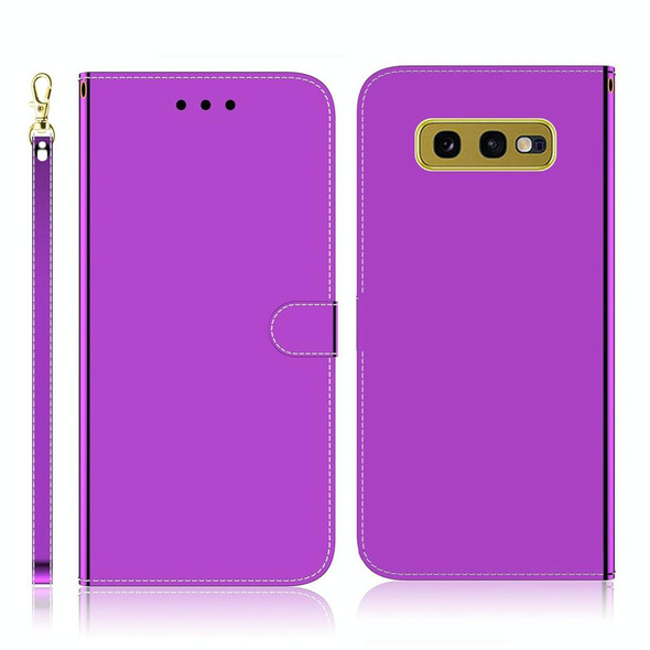Galaxy S10e Imitated Mirror Surface Horizontal Flip Leather Case with Holder & Card Slots & Wallet & Lanyard(Purple)