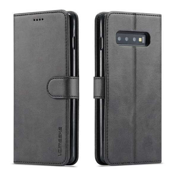 Galaxy S10 LC.IMEEKE Calf Texture Horizontal Flip Leather Case, with Holder & Card Slots & Wallet(Black)