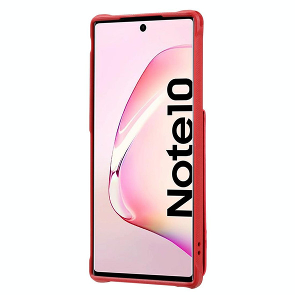 Galaxy Note 10 Vertical Flip Wallet Shockproof Back Cover Protective Case with Holder & Card Slots & Lanyard & Photos Frames(Red)