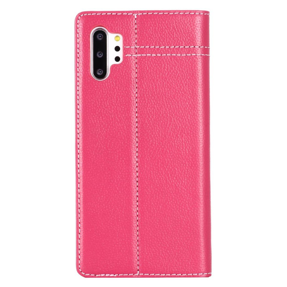 Galaxy Note 10+ GEBEI Top-grain Leather Horizontal Flip Protective Case with Holder & Card Slots(Rose Red)