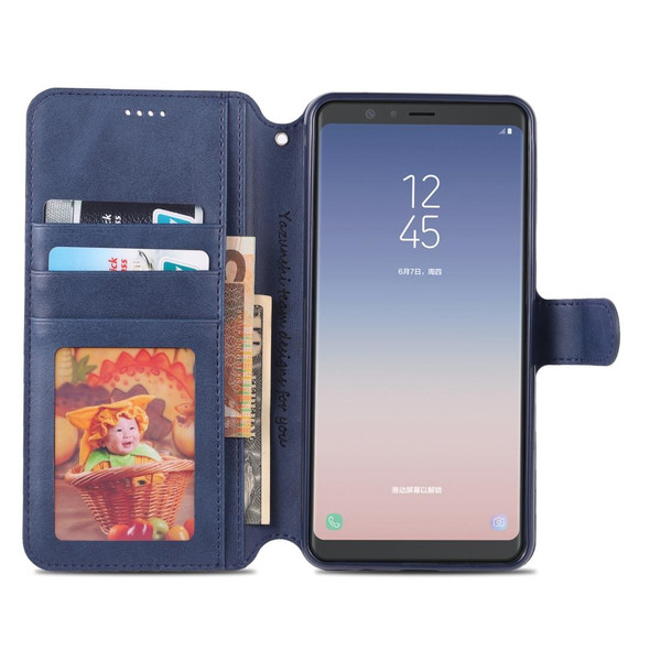 Galaxy A7 2018 AZNS Calf Texture Magnetic Horizontal Flip PU Leather Case with Holder & Card Slots & Photo Frame(Blue)