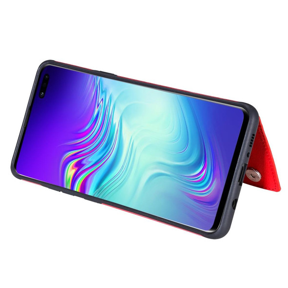 Galaxy S10 5G Solid Color Double Buckle Zipper Shockproof Protective Case(Red)