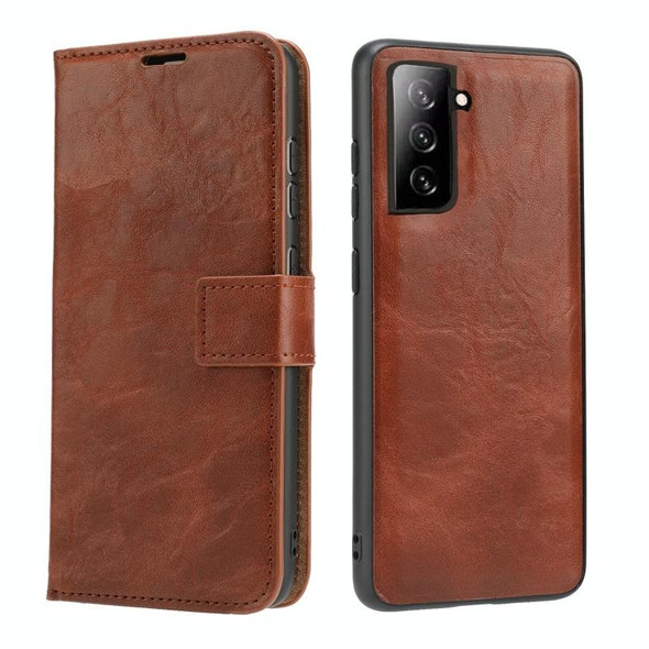 Samsung Galaxy S21+ 5G Crazy Horse Texture Detachable Magnetic Back Cover Horizontal Flip Leather Case with Holder & Card Slots & Photo Frame & Wallet(Brown)