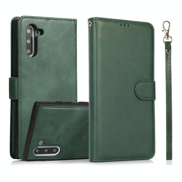 Samsung Galaxy Note10 Calf Texture 2 in 1 Detachable Magnetic Back Cover Horizontal Flip Leather Case with Holder & Card Slots & Wallet & Photo Frame(Green)