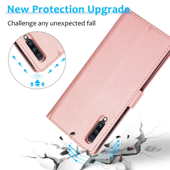 Samsung Galaxy A50s Calf Texture 2 in 1 Detachable Magnetic Back Cover Horizontal Flip Leather Case with Holder & Card Slots & Wallet & Photo Frame(Rose Gold)