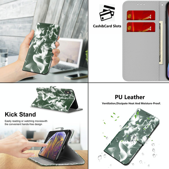 Samsung Galaxy A21s Cloud Fog Pattern Horizontal Flip Leather Case with Holder & Card Slot & Wallet(Dark Green)
