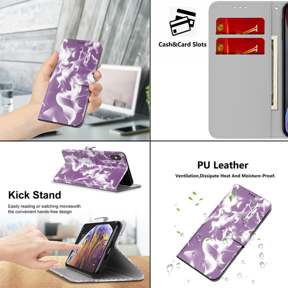 Samsung Galaxy A40 Cloud Fog Pattern Horizontal Flip Leather Case with Holder & Card Slot & Wallet(Purple)