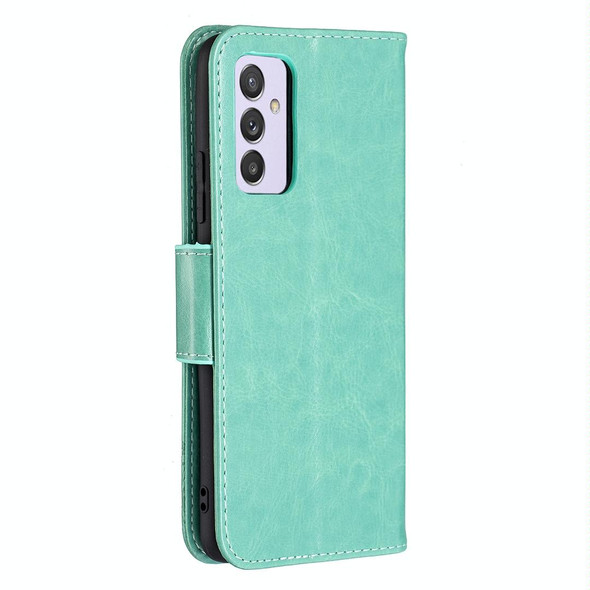 Samsung Galaxy A82 5G Embossing Two Butterflies Pattern Horizontal Flip PU Leather Case with Holder & Card Slot & Wallet & Lanyard(Green)