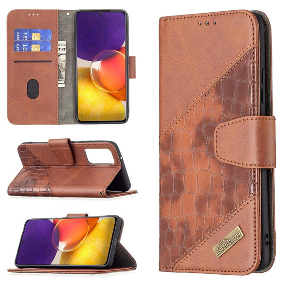 Samsung Galaxy A82 5G Matching Color Crocodile Texture Horizontal Flip PU Leather Case with Wallet & Holder & Card Slots(Brown)