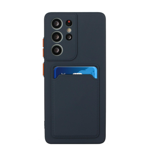 Samsung Galaxy S21 Ultra 5G Card Slot Design Shockproof TPU Protective Case(Dark Blue)