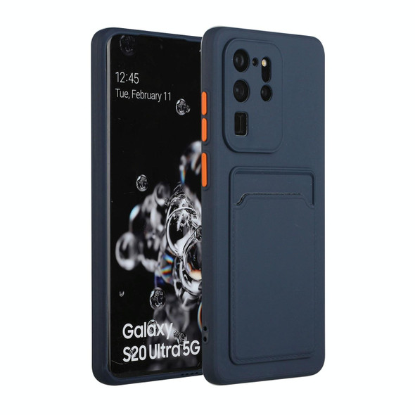 Samsung Galaxy S20 Ultra Card Slot Design Shockproof TPU Protective Case(Dark Blue)