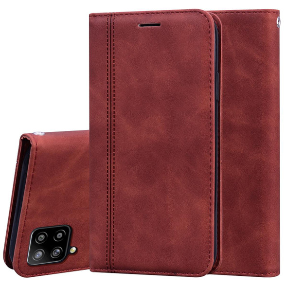 Samsung Galaxy A42 5G Frosted Business Magnetic Horizontal Flip PU Leather Case with Holder & Card Slot & Lanyard(Brown)