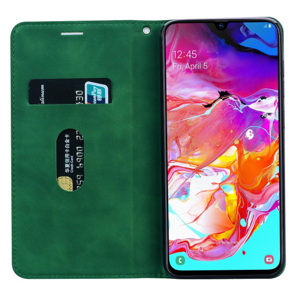 Samsung Galaxy A42 5G Frosted Business Magnetic Horizontal Flip PU Leather Case with Holder & Card Slot & Lanyard(Green)