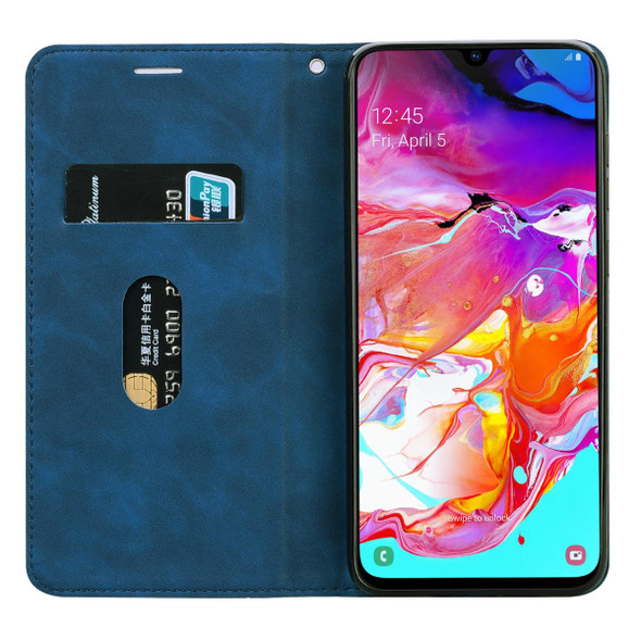 Samsung Galaxy A42 5G Frosted Business Magnetic Horizontal Flip PU Leather Case with Holder & Card Slot & Lanyard(Blue)