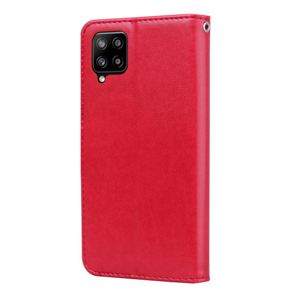 Samsung Galaxy A42 5G Rose Embossed Horizontal Flip PU Leather Case with Holder & Card Slots & Wallet(Red)