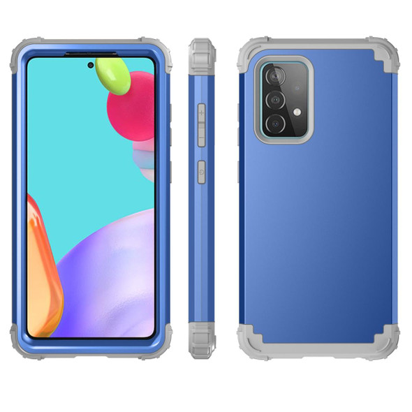 Samsung Galaxy A52 4G / 5G PC + Silicone Three-piece Shockproof Protection Case(Navy Blue+Grey)