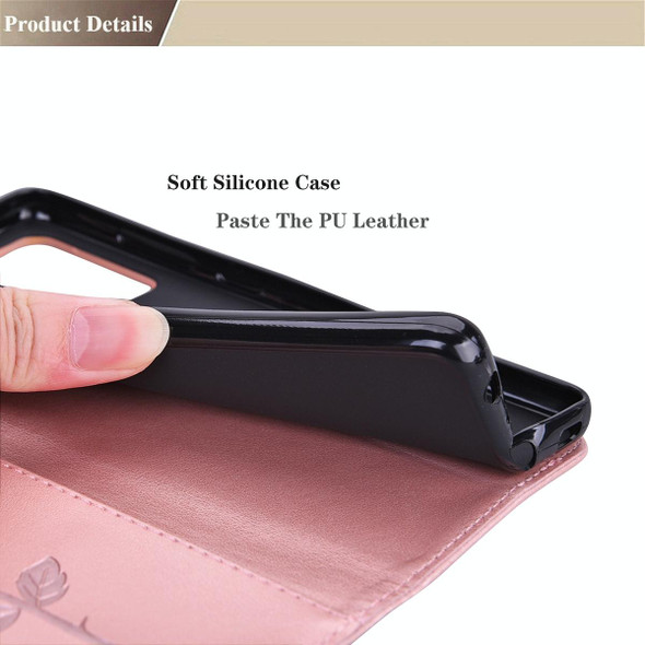 Samsung Galaxy A42 5G Rose Embossed Horizontal Flip PU Leather Case with Holder & Card Slots & Wallet(Rose Gold)