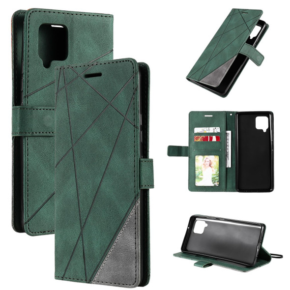 Samsung Galaxy A42 5G Skin Feel Splicing Horizontal Flip Leather Case with Holder & Card Slots & Wallet & Photo Frame(Green)