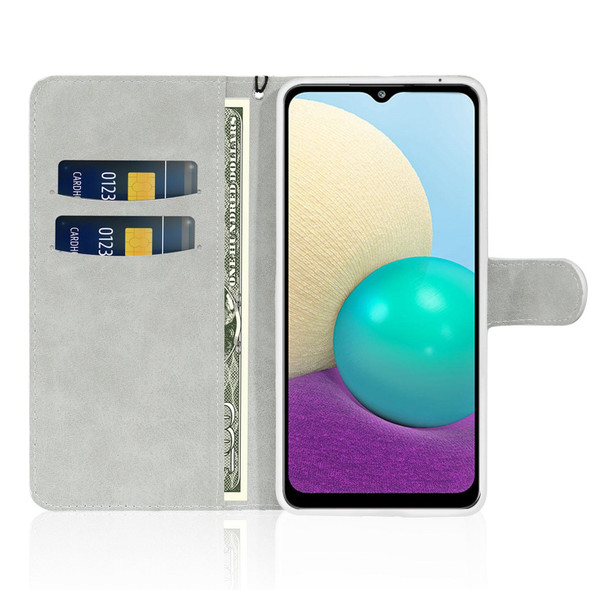 Samsung Galaxy A02 / M02 Glitter Powder Horizontal Flip Leather Case with Card Slots & Holder & Lanyard(Blue)