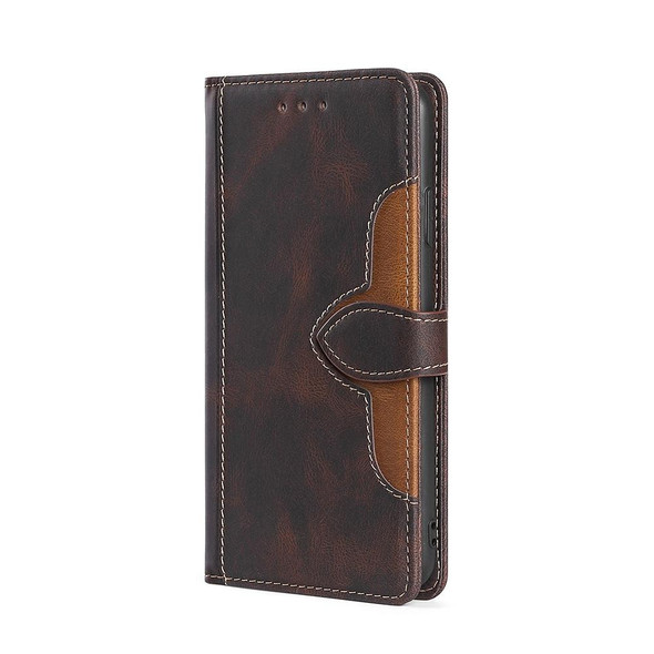 Samsung Galaxy A02 Stitching Skin Feel Magnetic Buckle Horizontal Flip PU Leather Case with Holder & Card Slots & Wallet(Brown)