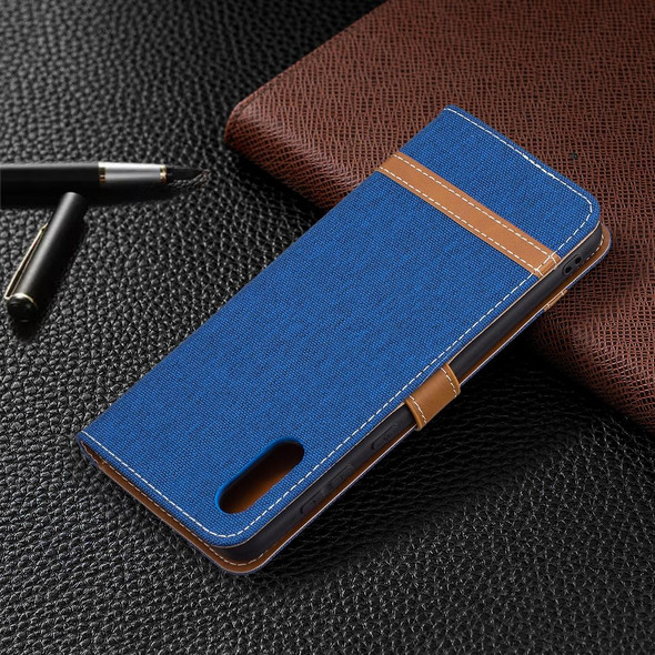 Samsung Galaxy A02 Color Matching Denim Texture Horizontal Flip Leather Case with Holder & Card Slots & Wallet & Lanyard(Royal Blue)