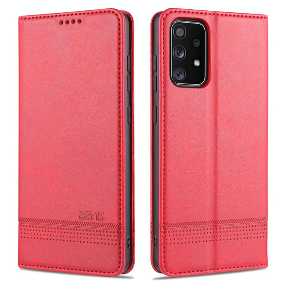 Samsung Galaxy A72 5G / 4G AZNS Magnetic Calf Texture Horizontal Flip Leather Case with Card Slots & Holder & Wallet(Red)