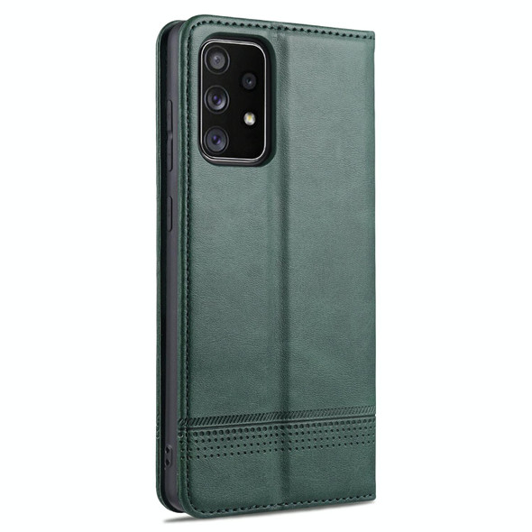 Samsung Galaxy A72 5G / 4G AZNS Magnetic Calf Texture Horizontal Flip Leather Case with Card Slots & Holder & Wallet(Dark Green)