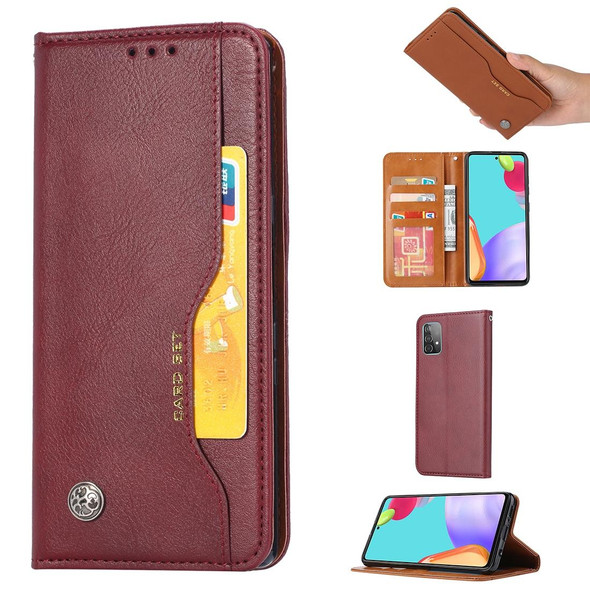 Samsung Galaxy A52 5G / 4G Knead Skin Texture Horizontal Flip Leather Case with Photo Frame & Holder & Card Slots & Wallet(Wine Red)