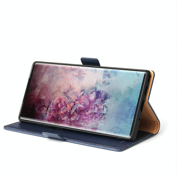 Galaxy Note10+ Dermis Texture PU +TPU Horizontal Flip Leather Case with Holder & Card Slots & Wallet(Blue)