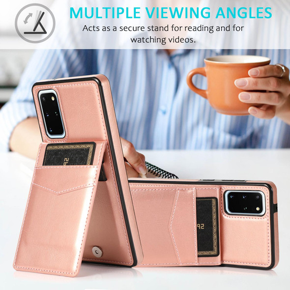 Samsung Galaxy S20 Solid Color PC + TPU Protective Case with Holder & Card Slots(Rose Gold)