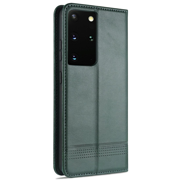 Samsung Galaxy S21+ 5G AZNS Magnetic Calf Texture Horizontal Flip Leather Case with Card Slots & Holder & Wallet(Dark Green)