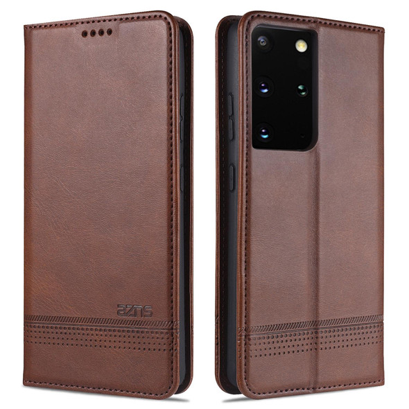 Samsung Galaxy S21+ 5G AZNS Magnetic Calf Texture Horizontal Flip Leather Case with Card Slots & Holder & Wallet(Dark Brown)