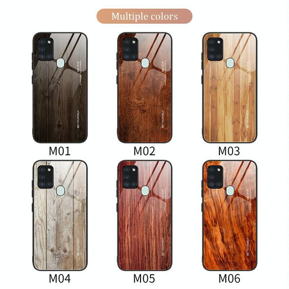 Samsung Galaxy A21s Wood Grain Glass Protective Case(M04)